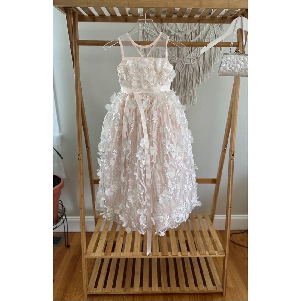 Bella Bridesmaids | Rose Buds Flower Girl dress 4 butterfly detail pale pink